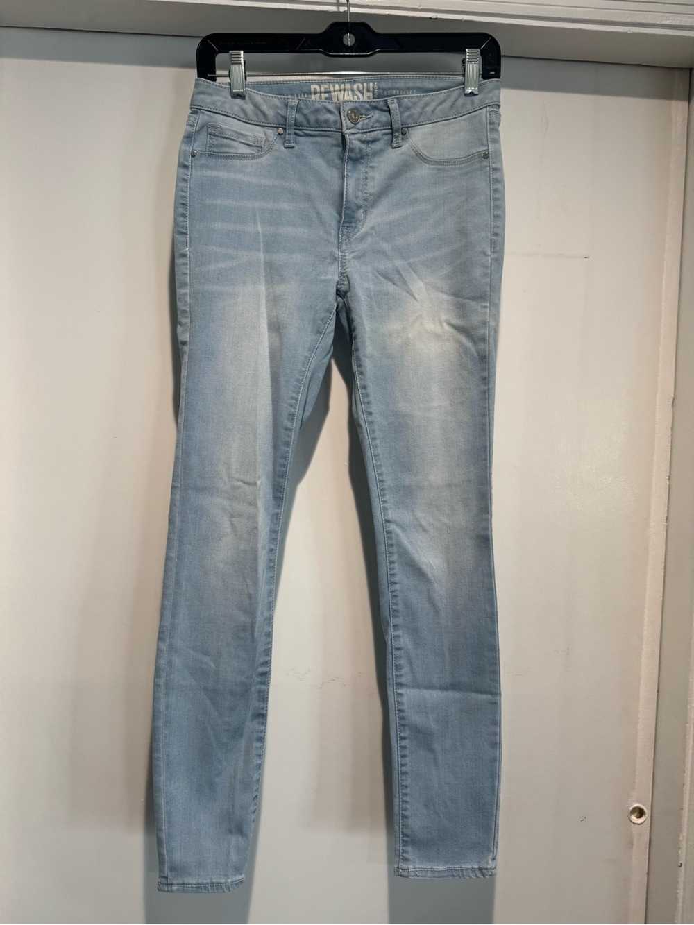 Rewash Womens Skinny Jeans Classic Rise Light Wash Blue stretch